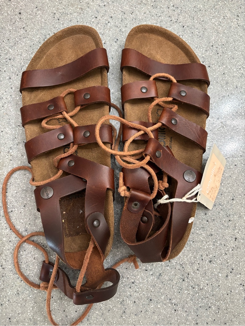Birkenstock Brown Leather Lace-Up Gladiator Sandals